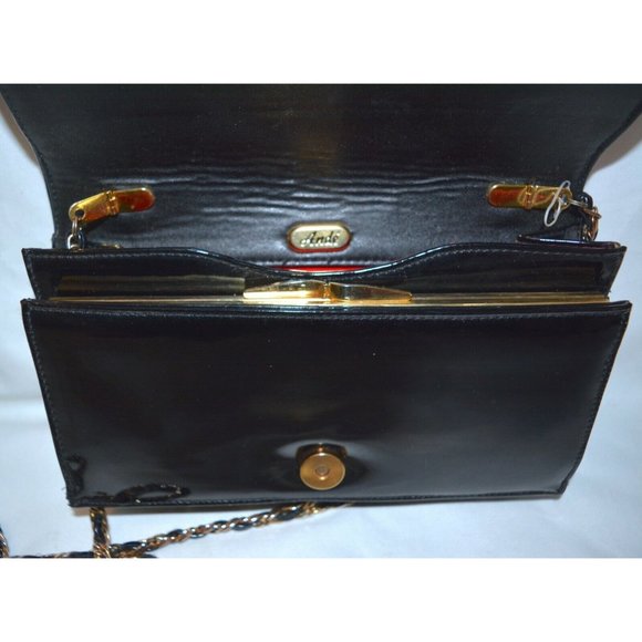 Vintage Ande Quilted Womens Crossbody Flap Top Clutch Bag Kiss Lock Handbag - Picture 4 of 5